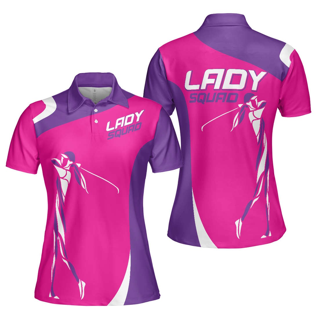 Girl Squad Purple and Pink Short Sleeve Golf Ladies Women's Polo Shirts S-5XL