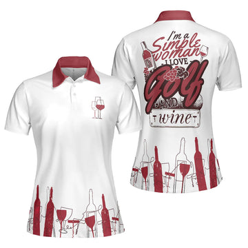 Wine Golf I'm A Simple Short Sleeve For Ladies Golf Gift Women's Polo Shirts S-5XL