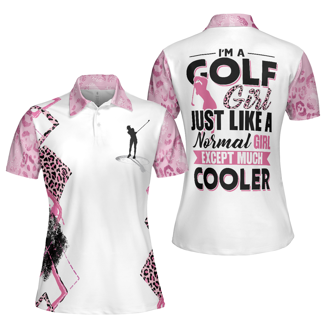 Golf Girls Are Leopard Pattern Pink Argyle For Ladies Women's Polo Shirts S-5XL