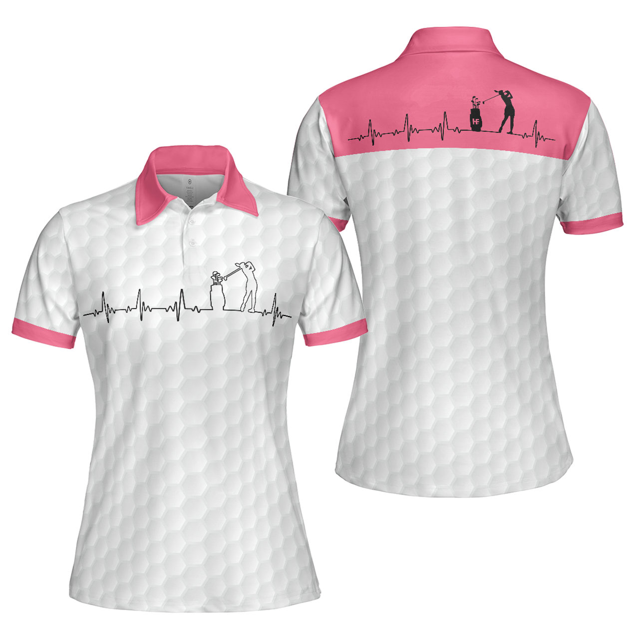 Golf Is My Heart Pink Shirt Golf Gift Women Polo Shirt S-5XL