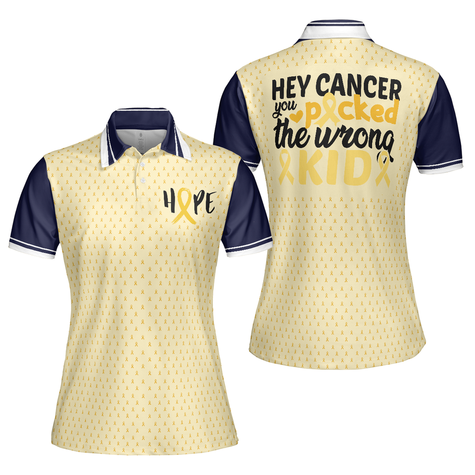 Childhood Cancer Awareness Picked The Wrong Kid Women's Polo Shirts S-5XL
