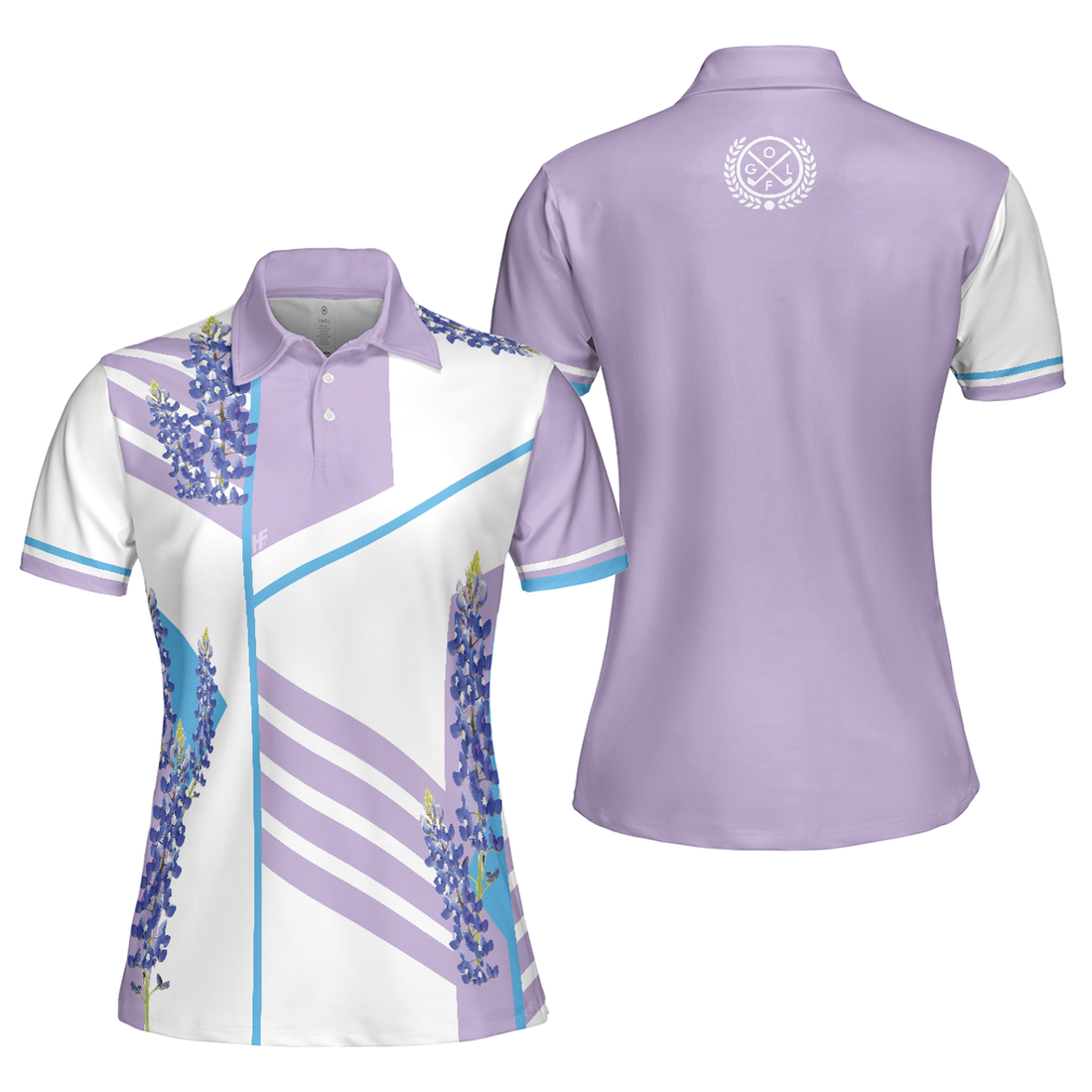 Bluebonnet Purple Stripe Golf Shirt Texas Women Polo Shirt S-5XL