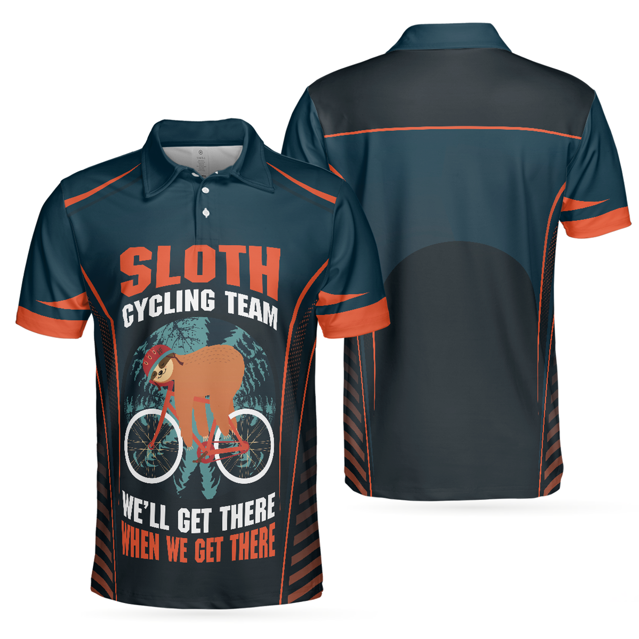 Sloth Cycling Team We'll There When We Get There Funny Men's Polo Shirt S-5XL