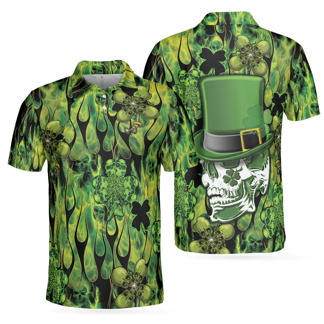 Irish Skull Saint Patricks Shirt Best Gift for Friends Men's Polo Shirt S-5XL