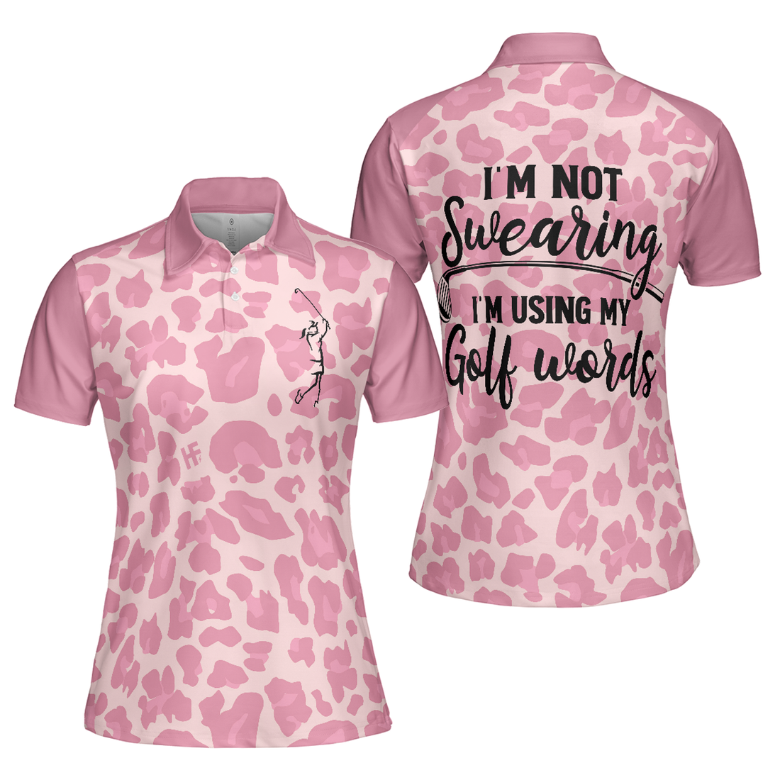 Golf Short Sleeve Pink Leopard Shirt Sayings Golfers Women's Polo Shirts S-5XL