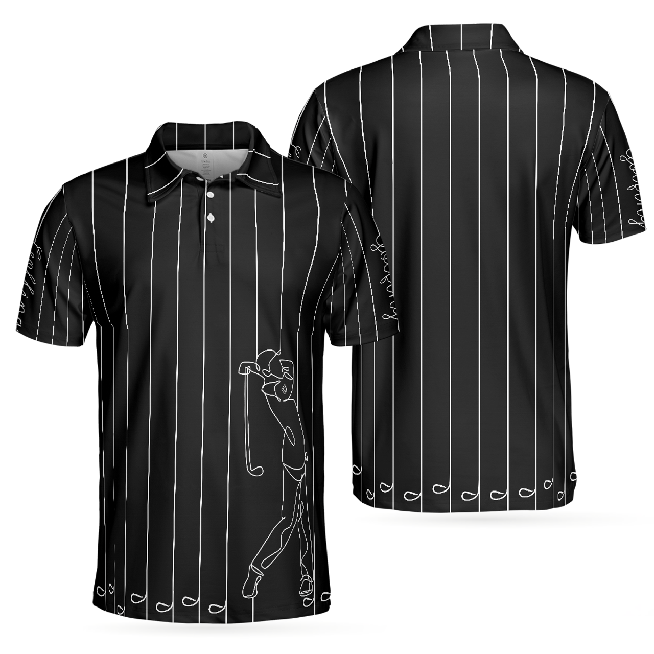 Single Line Continuous Golf Shirt Vertical Lines Men's Polo Shirt