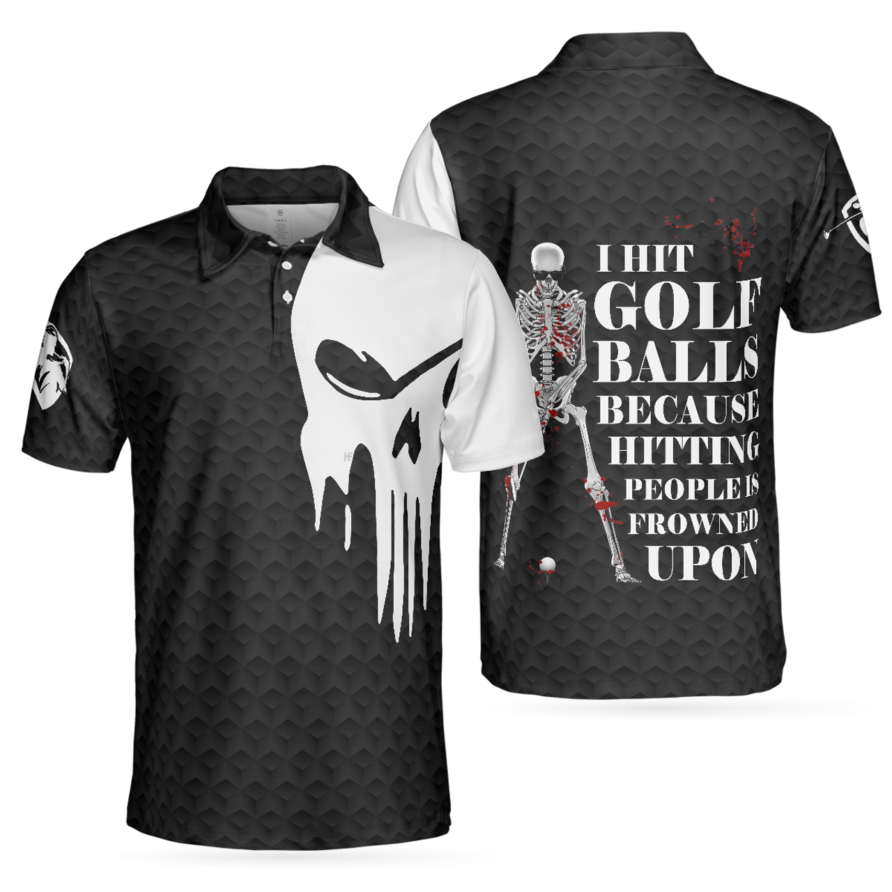 Hit Golf Ball Scary Skeleton Golf Shirt Design Best Gift Men's Polo Shirt S-5XL
