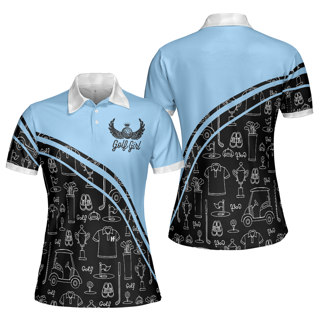 Golf Girl In Seamless Pattern Cool Golf Shirt For Ladies Women's Polo Shirts S-5XL
