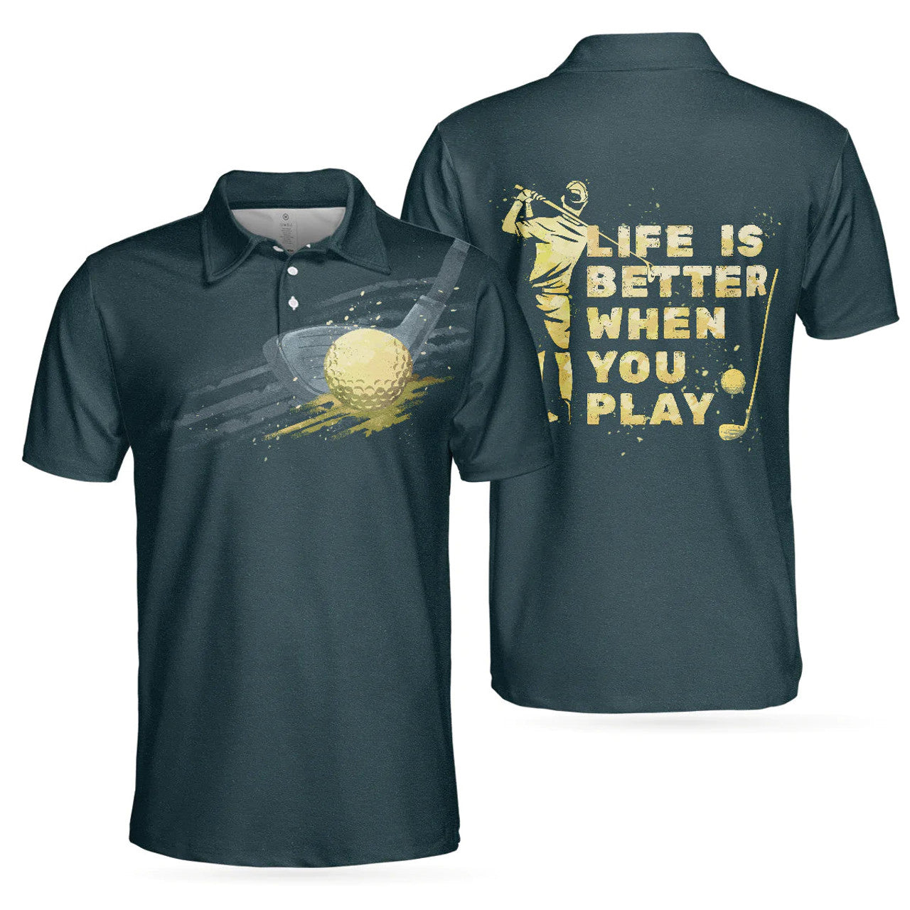Life is Better When You Play Golf Artistic Golfing Men's Polo Shirt S-5XL
