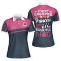 Custom Name Princess Wears Bowling Shoes Women's Polo Shirt S-5XL