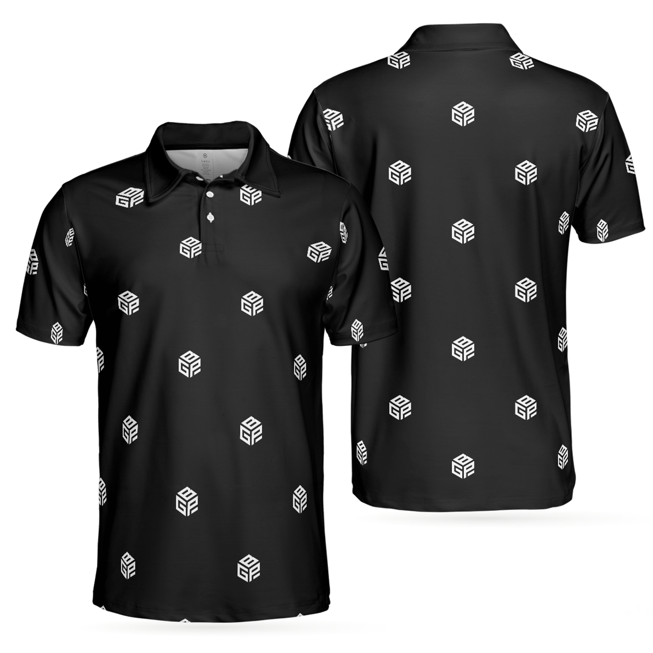 Beyond Golf Performance Logo Pattern Black Men's Polo Shirt