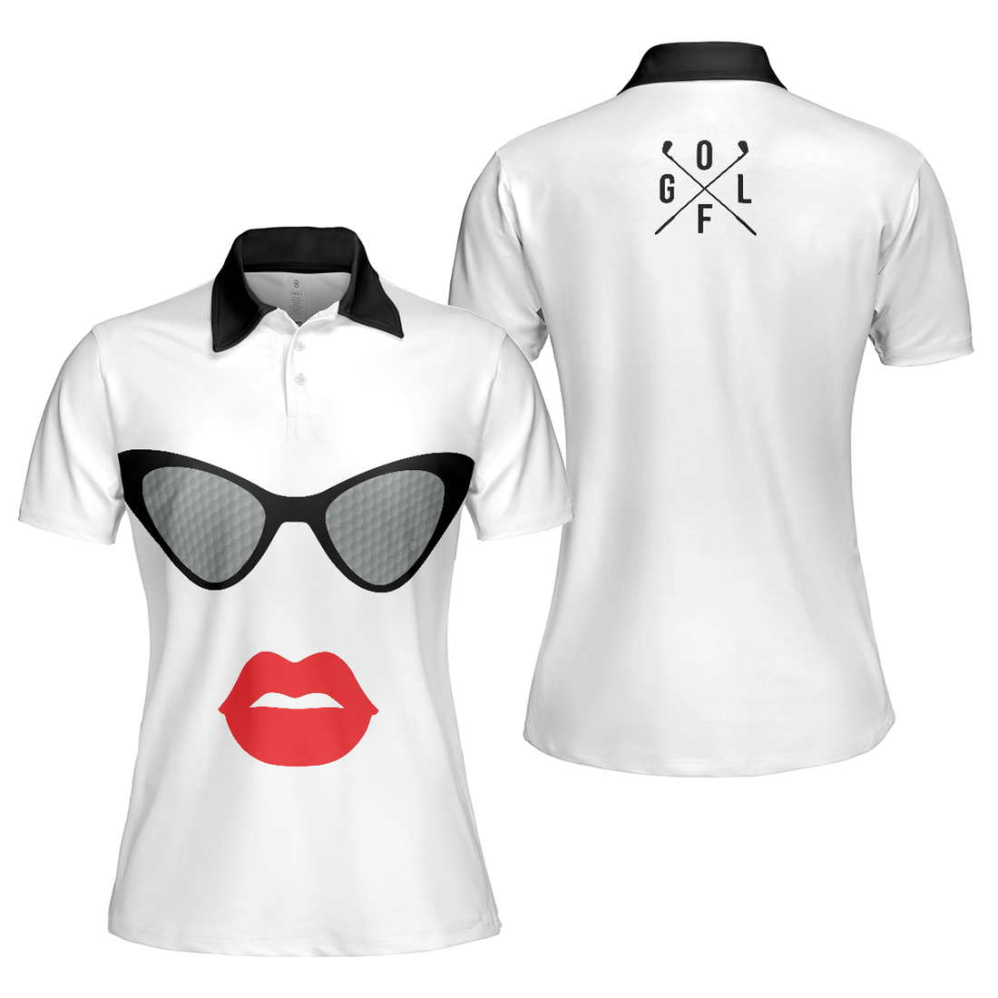 Sunglasses And Sexy Red Lips White Golf Shirt Women Polo Shirt S-5XL