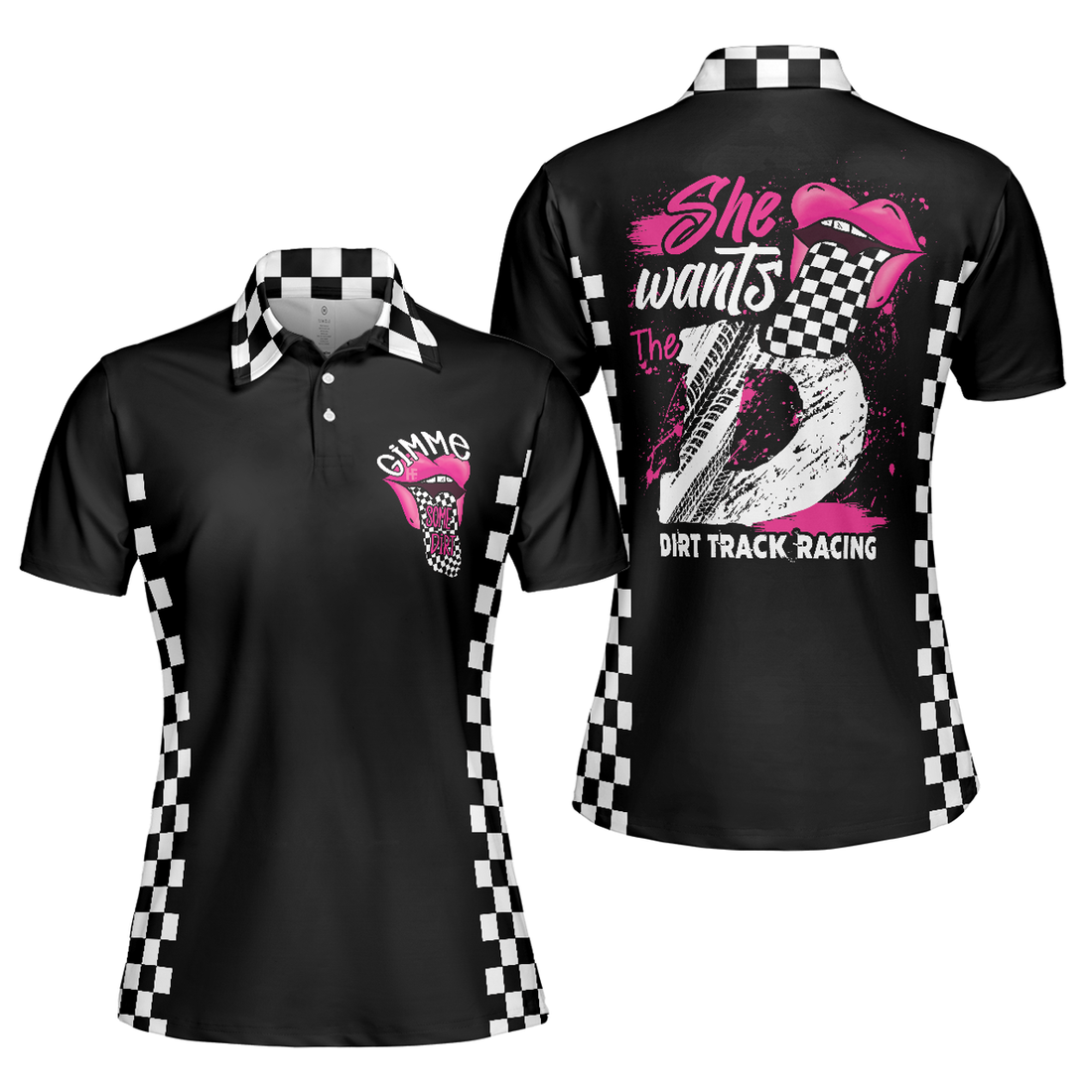 She Wants The D Dirt Track Racing Shirt Women Polo Shirt S-5XL