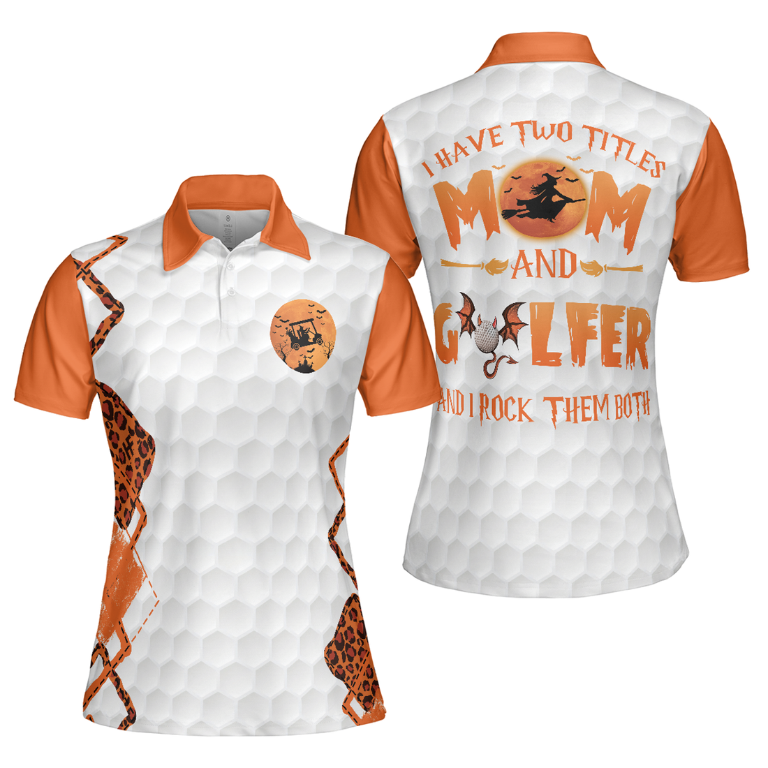 Gift For Golf Mom Leopard Golf I Have Two Titles Shirt Women's Polo Shirts S-5XL