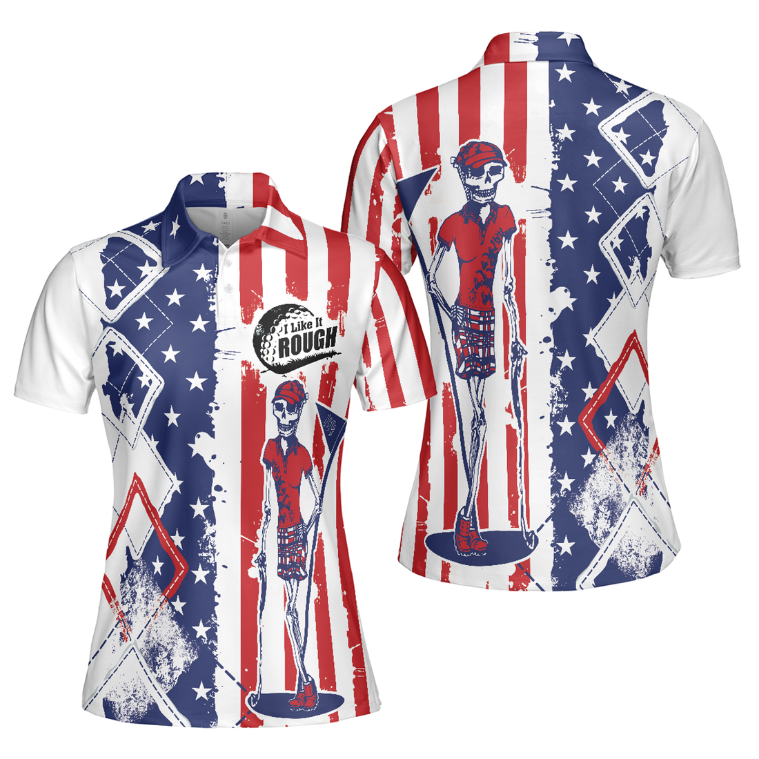 Golf Shirt for with American Flag Argyle Pattern Women's Polo Shirts S-5XL