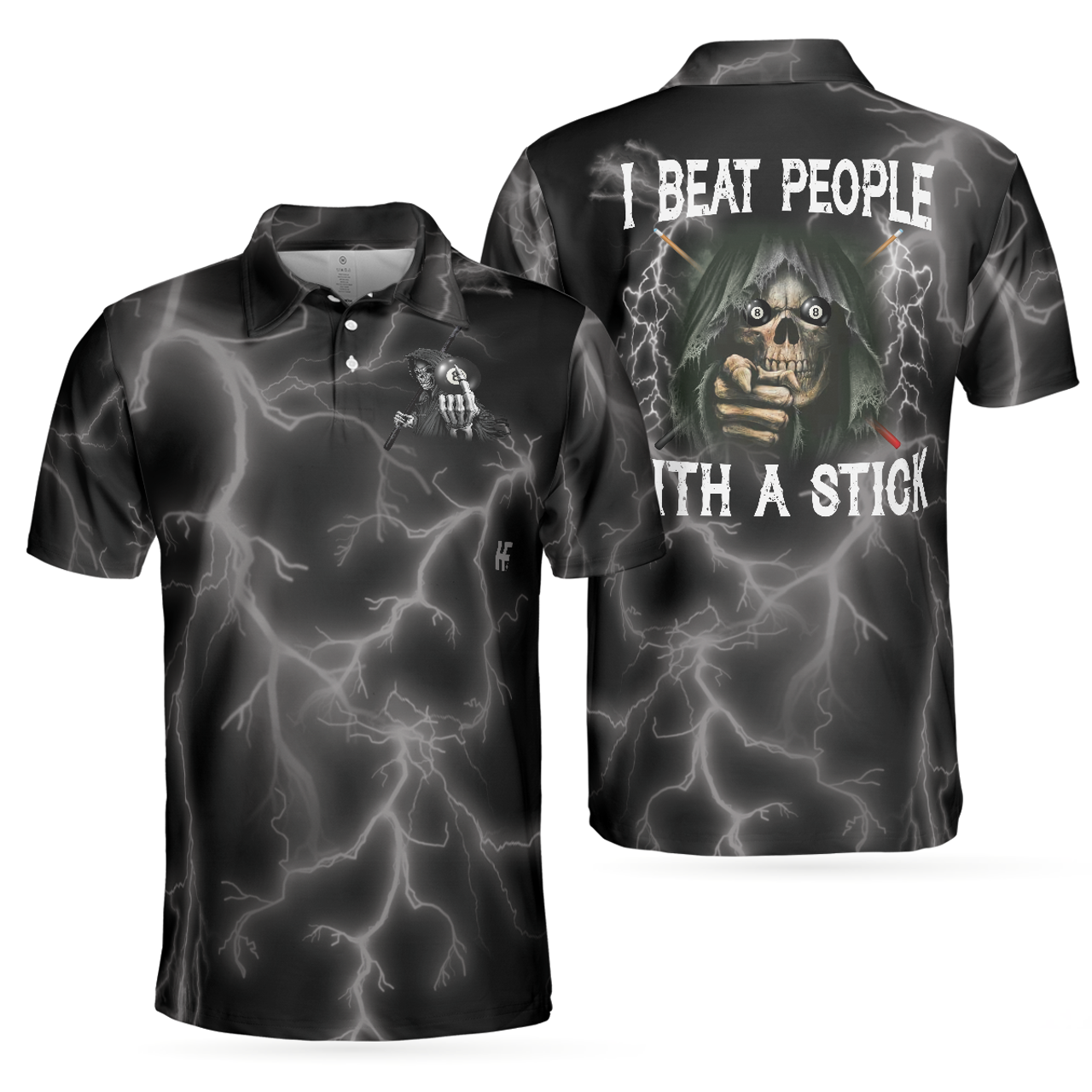 Billiards Scary Shirt I Beat People With A Stick Polo for Men's Polo Shirt S-5XL