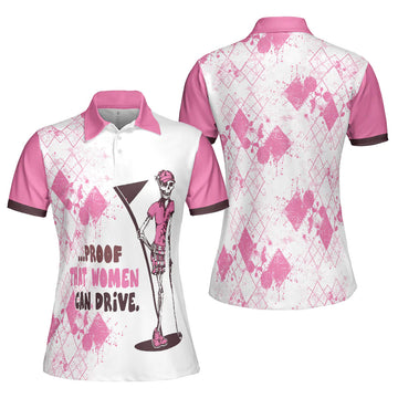 Mrs Bones Pink Argyle Golf Shirt Women Can Drive Women Polo Shirt S-5XL