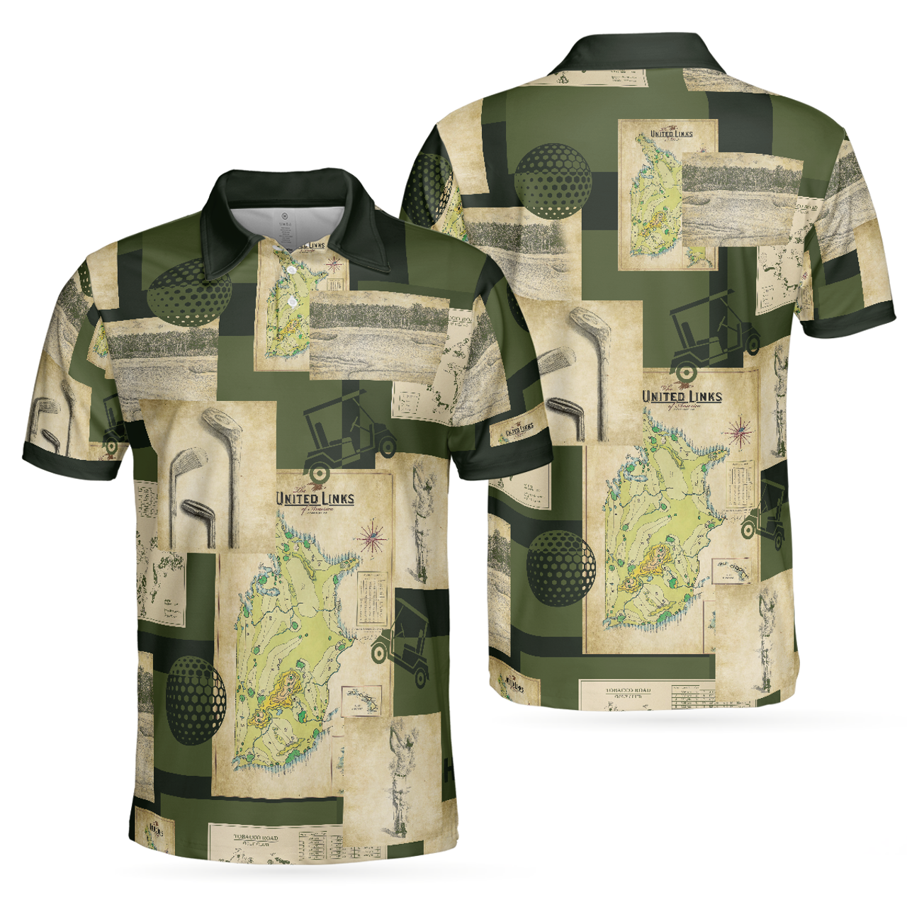 Vintage Golf Art Print Polo Shirt Best Gift for Men Men's Polo Shirt S-5XL