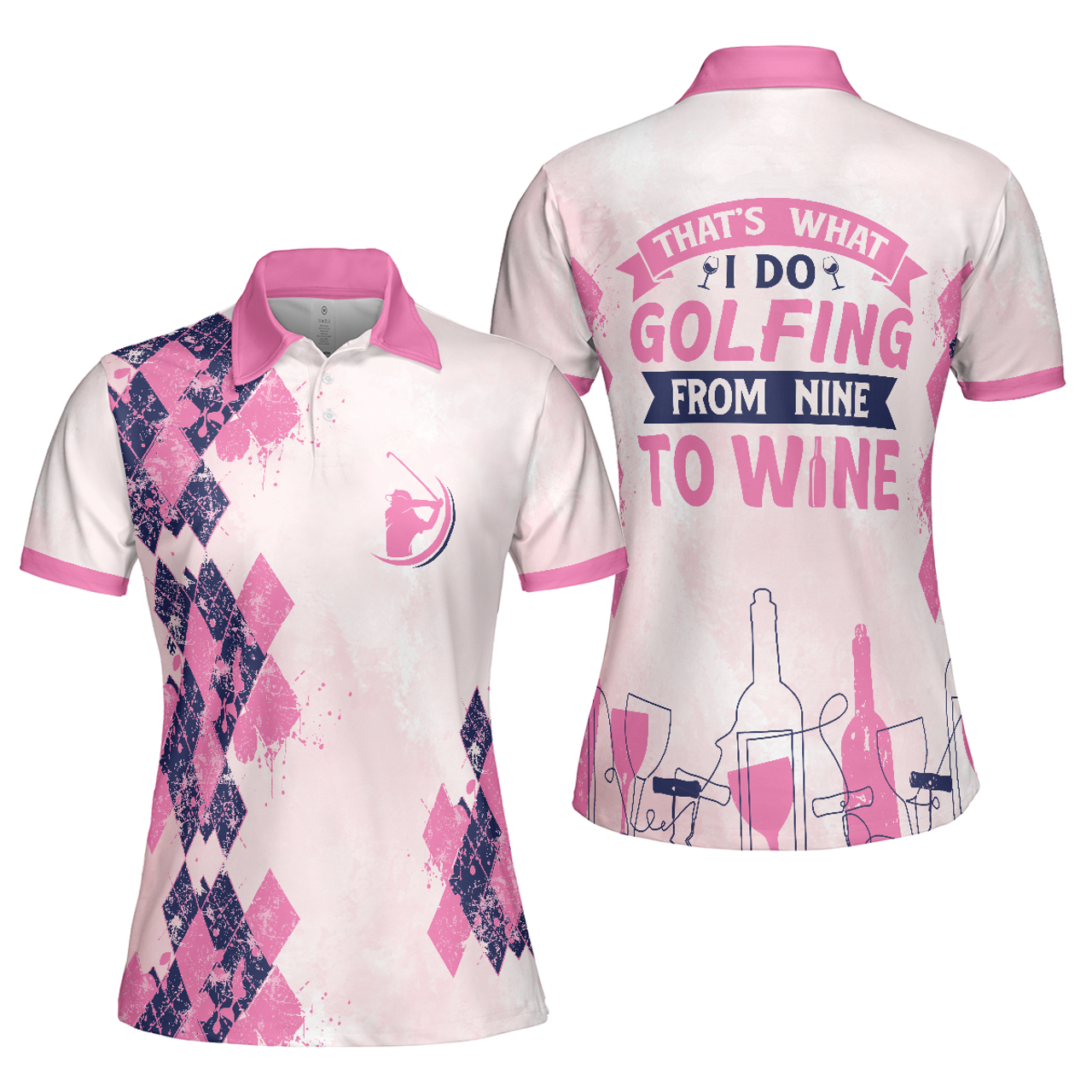 Golfing From Nine To Wine Pink Best Gift For Golfers Women's Polo Shirts S-5XL