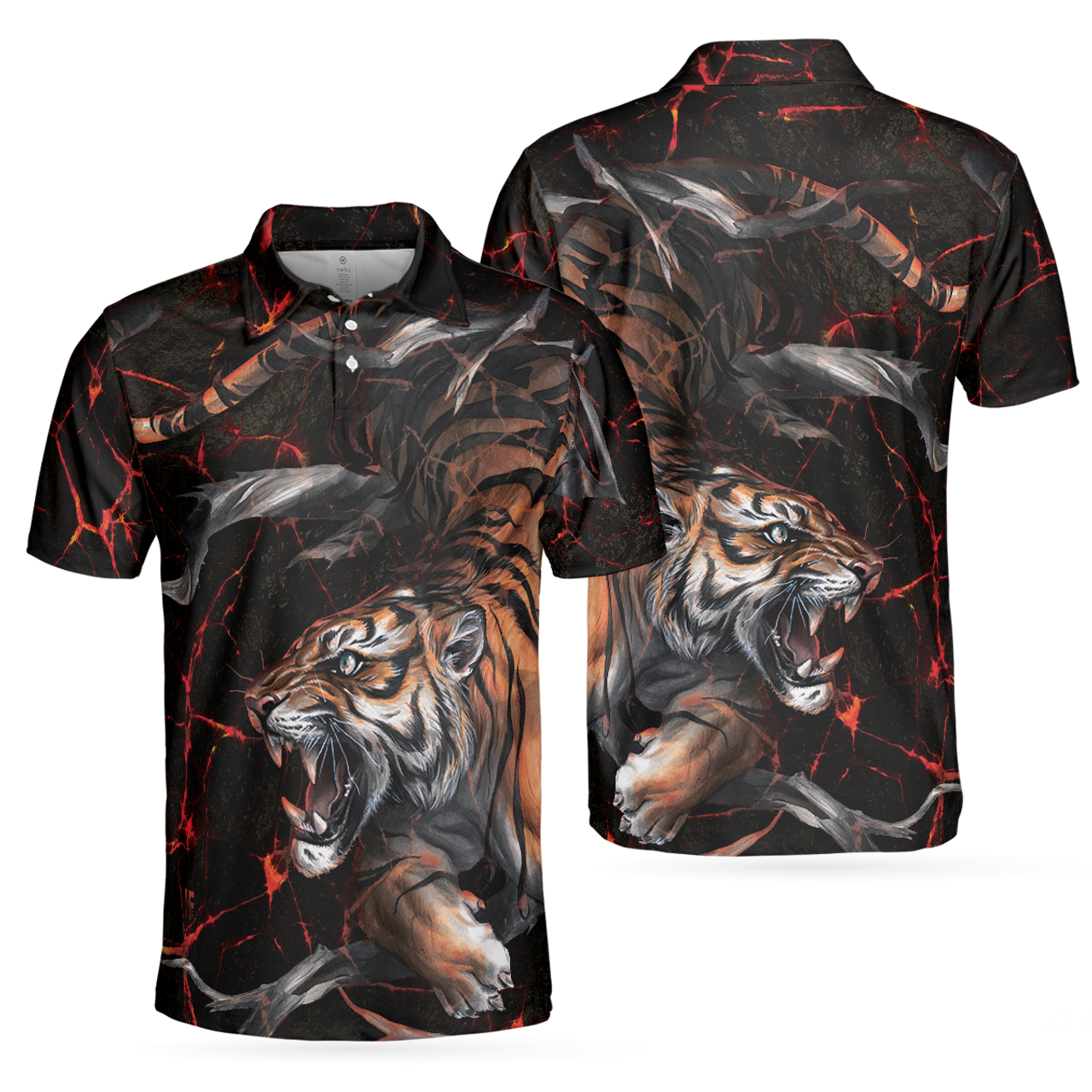 Cool Tiger Print Short Sleeve Shirt Gift Idea Men's Polo Shirt S-5XL