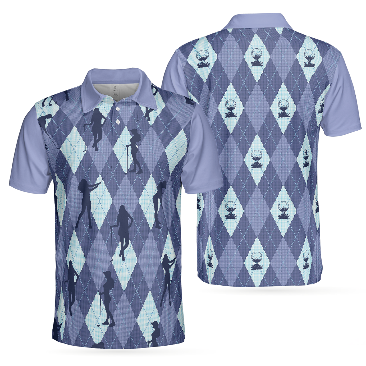 Fun Golf Shirt with Argyle Girl Golfer Vintage Palette Men's Polo Shirt S-5XL