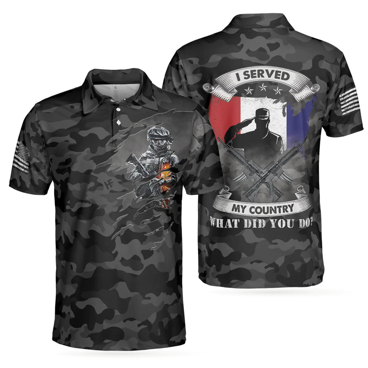 Dark Camouflage Veteran Shirt Best Gift For Veterans Men's Polo Shirt S-5XL