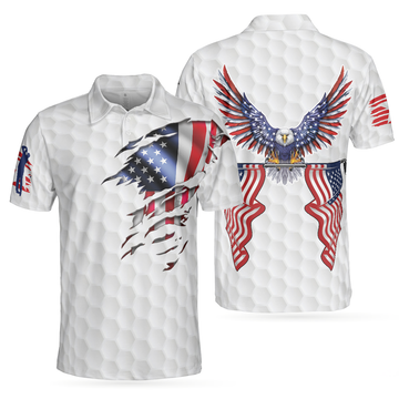 American Eagle Flag Golf Short Sleeve Shirt For Golfers Men's Polo Shirt S-5XL