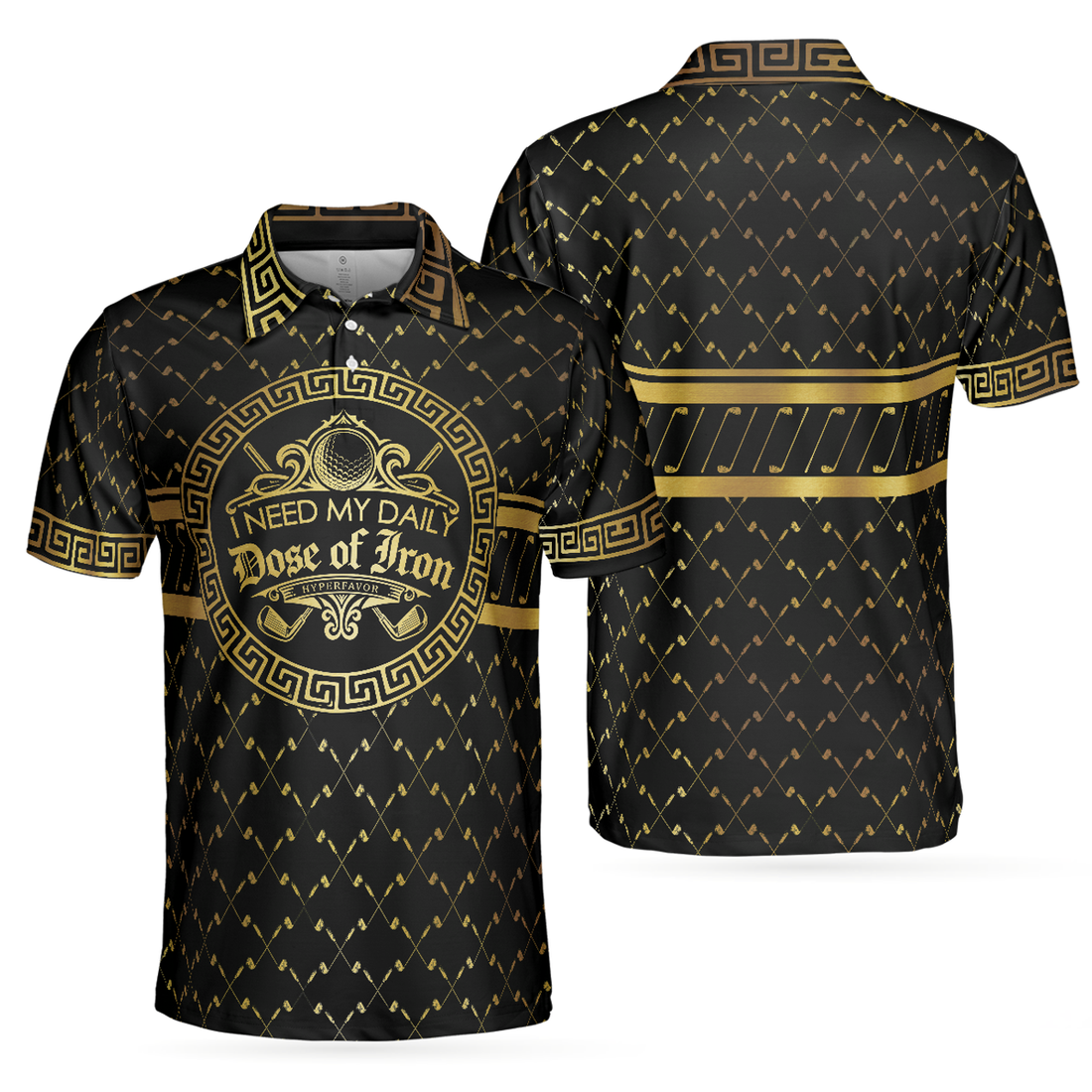 Luxury Greek Golf Shirt Black Daily Dose Men's Polo Shirt S-5XL