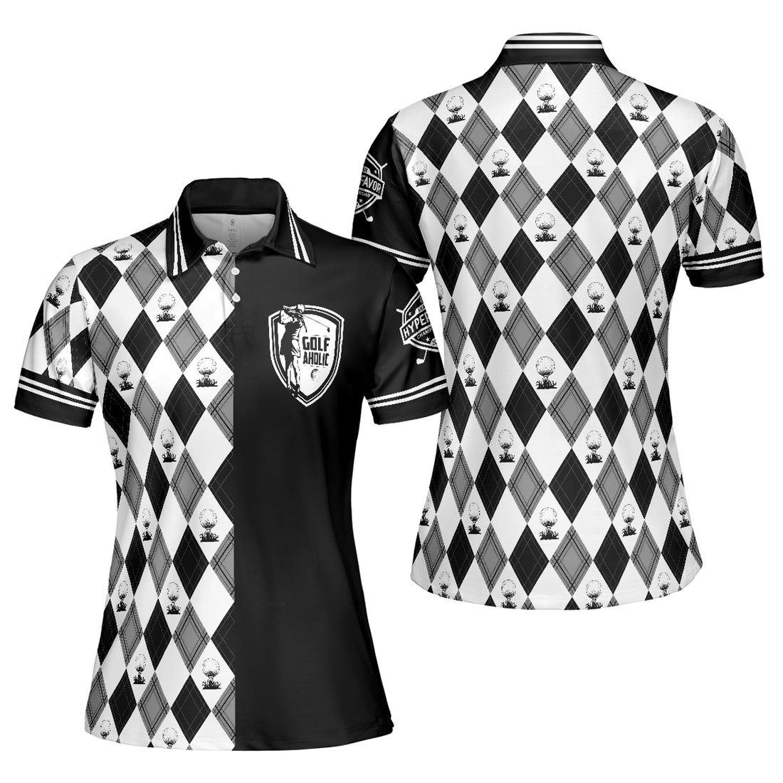 Golfaholic Checker Pattern Shirt Best Golf Gift Women Polo Shirt S-5XL
