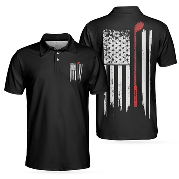 Black White American Flag Clubs Patriotic Short Sleeve Men's Polo Shirt S-5XL