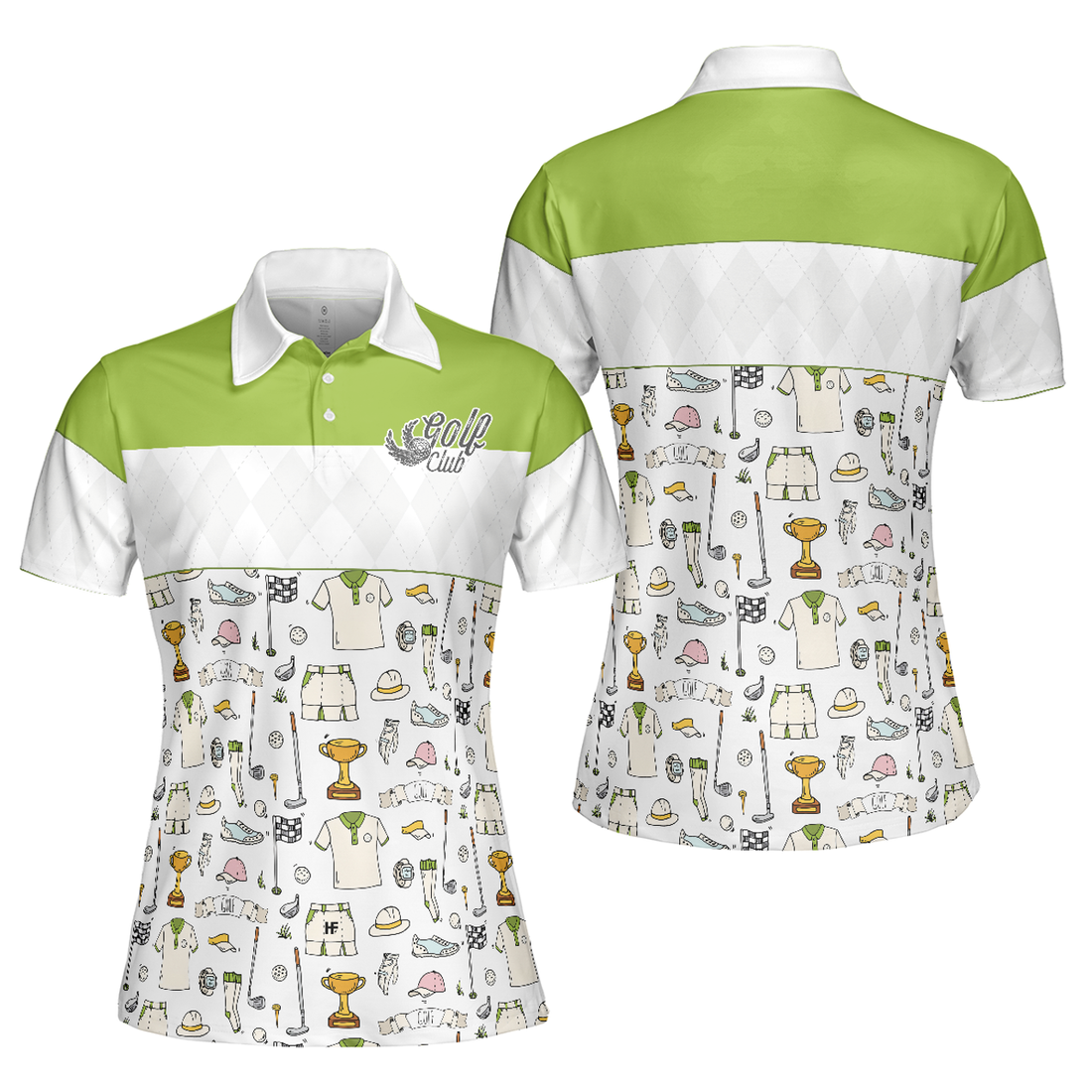 Golf Life In Green Short Sleeve Golf Pattern For Ladies Women's Polo Shirts S-5XL