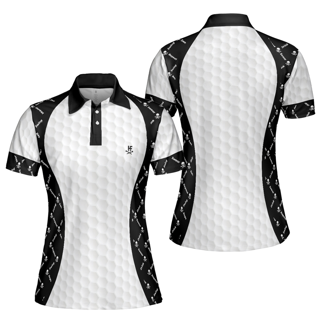Swing Swear Skull Argyle Pattern Golf Shirt Women Polo Shirt S-5XL