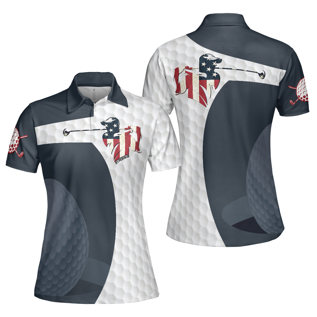 Golf Swing American Flag Shirt Golf Ball Texture Women Polo Shirt S-5XL