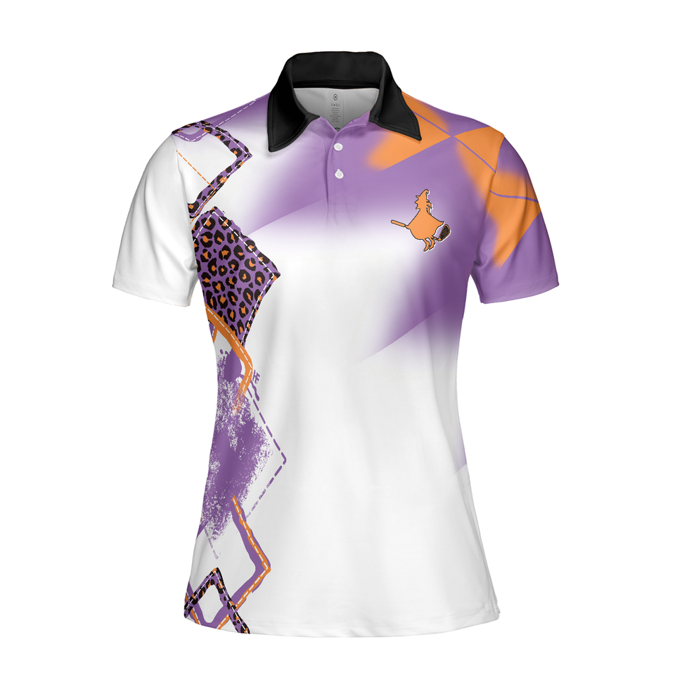 My Broom Broke So Now I Golf Funny Halloween Short Women's Polo Shirts S-5XL