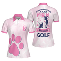 Never a Cat Mom Pink Paw Golf Gift for Cat Lovers Women's Polo Shirts S-5XL