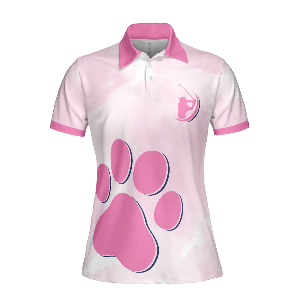 Never a Cat Mom Pink Paw Golf Gift for Cat Lovers Women's Polo Shirts S-5XL