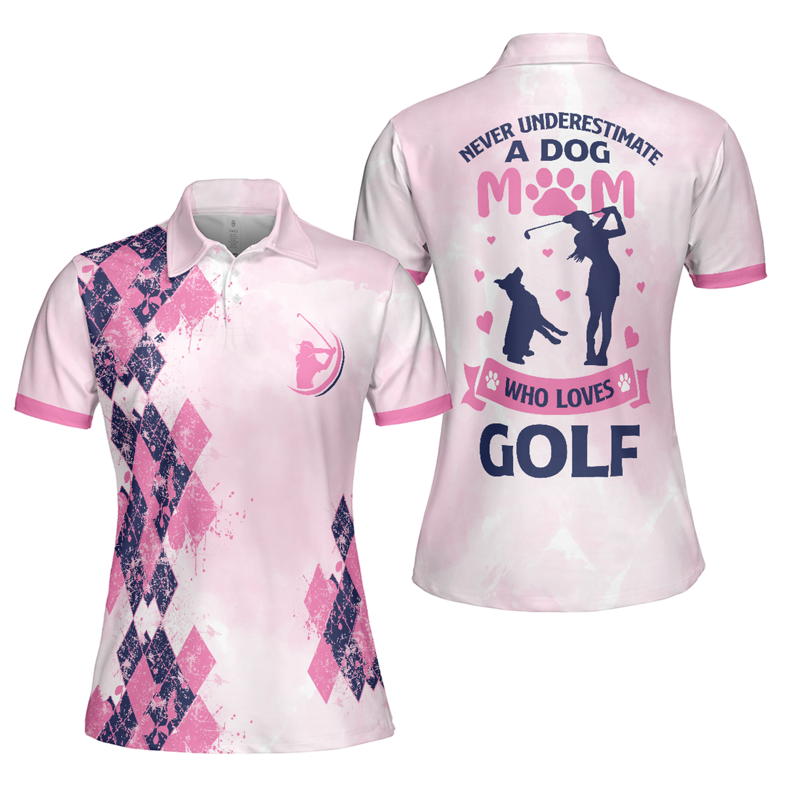 Never a Dog Mom Argyle Golf Gift for Dog Lovers Women's Polo Shirts S-5XL