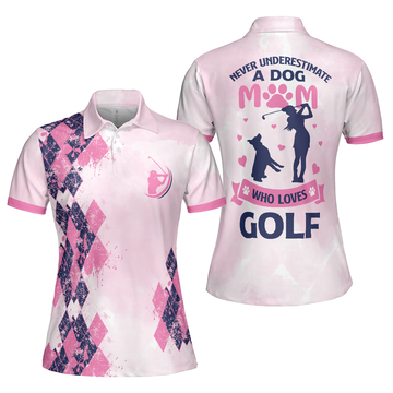 Never a Dog Mom Argyle Golf Gift for Dog Lovers Women's Polo Shirts S-5XL