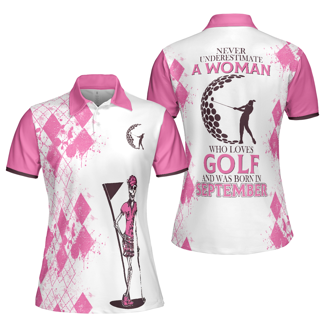 Never Underestimate A Who Loves Golf Born In September Women's Polo Shirts S-5XL