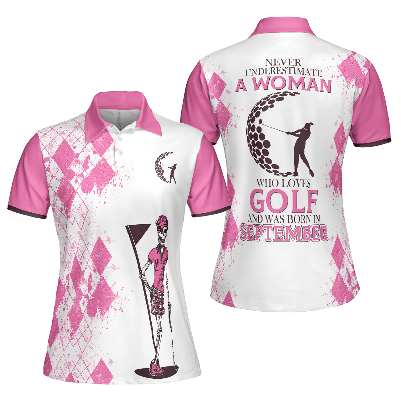 Never Underestimate A Who Loves Golf Born In September Women's Polo Shirts S-5XL