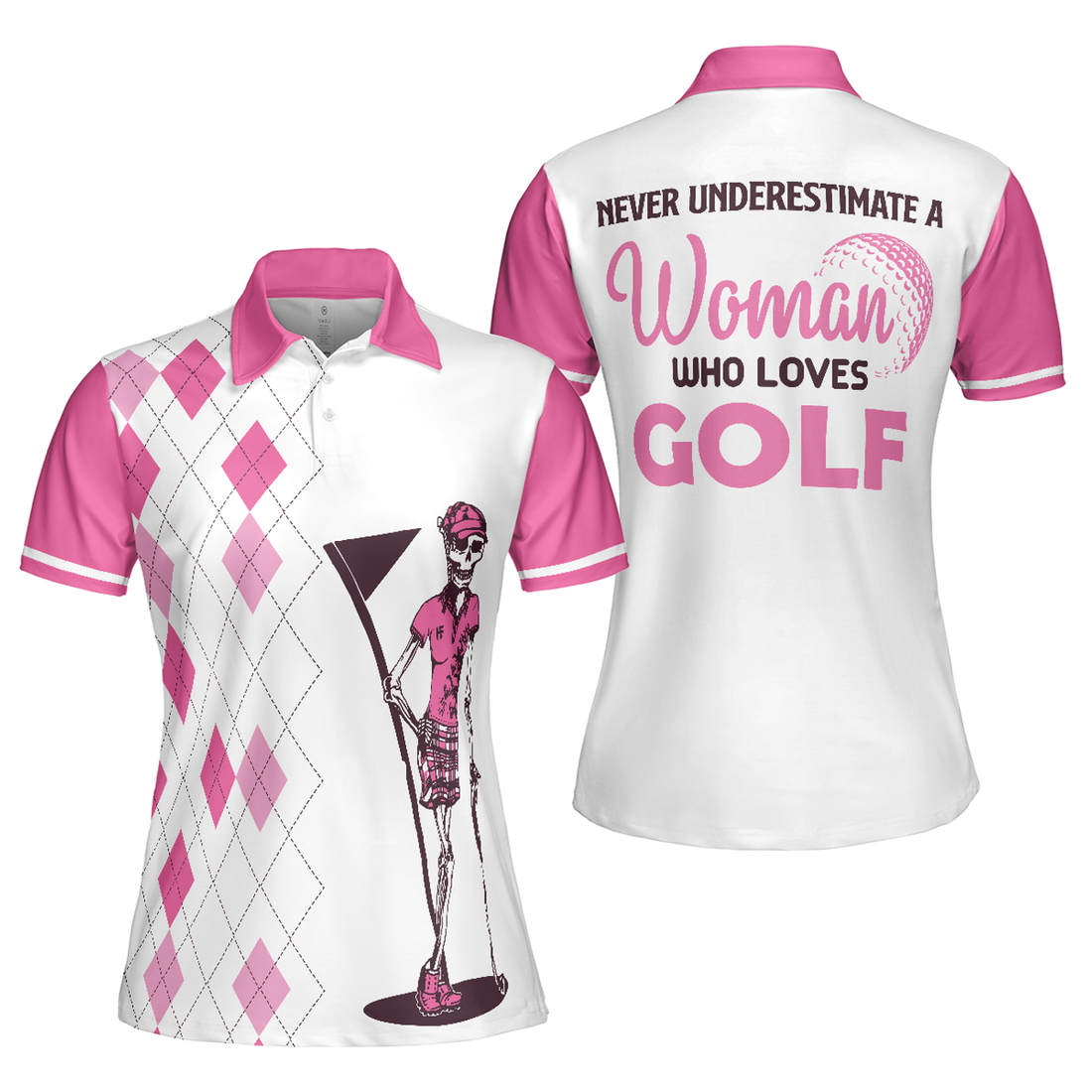 Never Underestimate A Woman Who Loves Golf Short Sleeve Women's Polo Shirts S-5XL