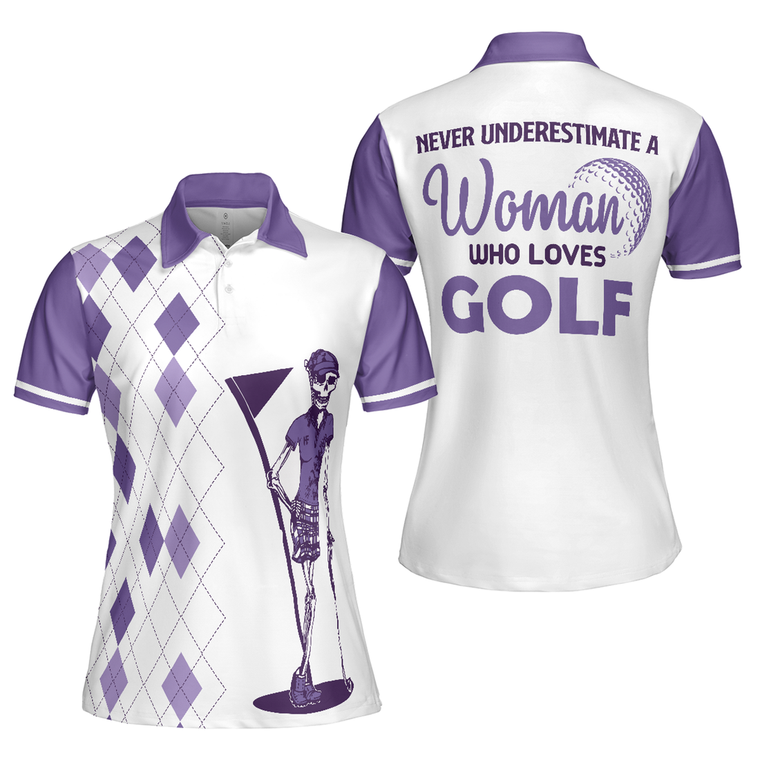 Never Underestimate A Woman Who Loves Golf Women's Polo Shirts S-5XL