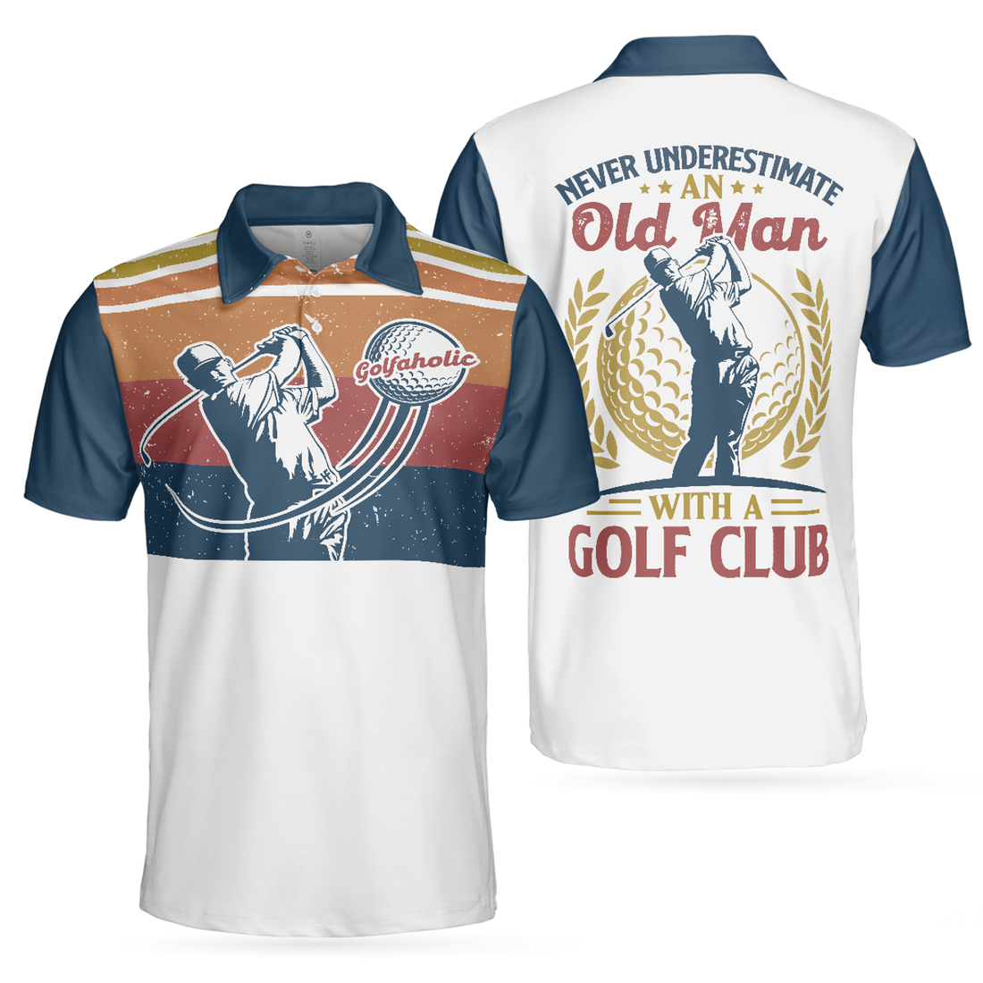 Custom Name Vintage Golfing Quote Men's Polo Shirt S-5XL