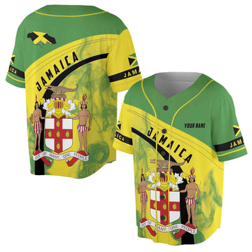 Custom Name Jamaica Flag Coat Of Arms Of Jamaica Patriotic Baseball Jersey S-5XL