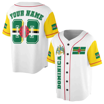Personalized Name Number Dominica Flag Coat of Arms Patriotic Baseball Jersey S-5XL