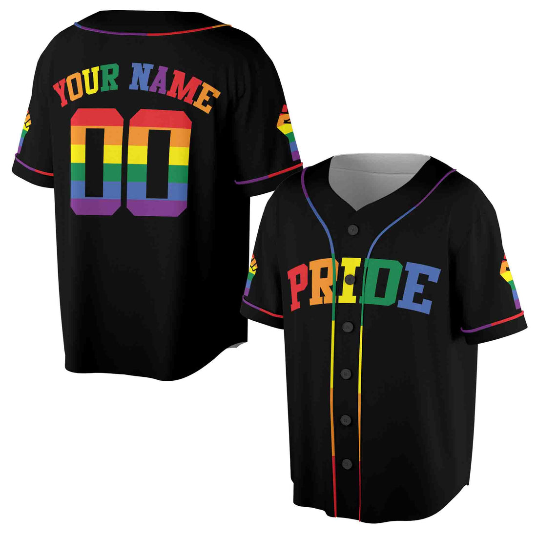 Customize Name Number Colorful Rainbow Pride Month LGBT Team Unisex Baseball Jersey S-5XL
