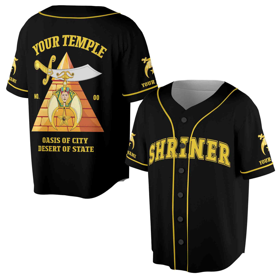 Customize Temple Nobles Mystic Shrine Baseball Jersey Shirt S-5XL