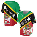 Personalized Name Saint Kitts and Nevis Flag Coat of Arms Patriotic Baseball Jersey S-5XL