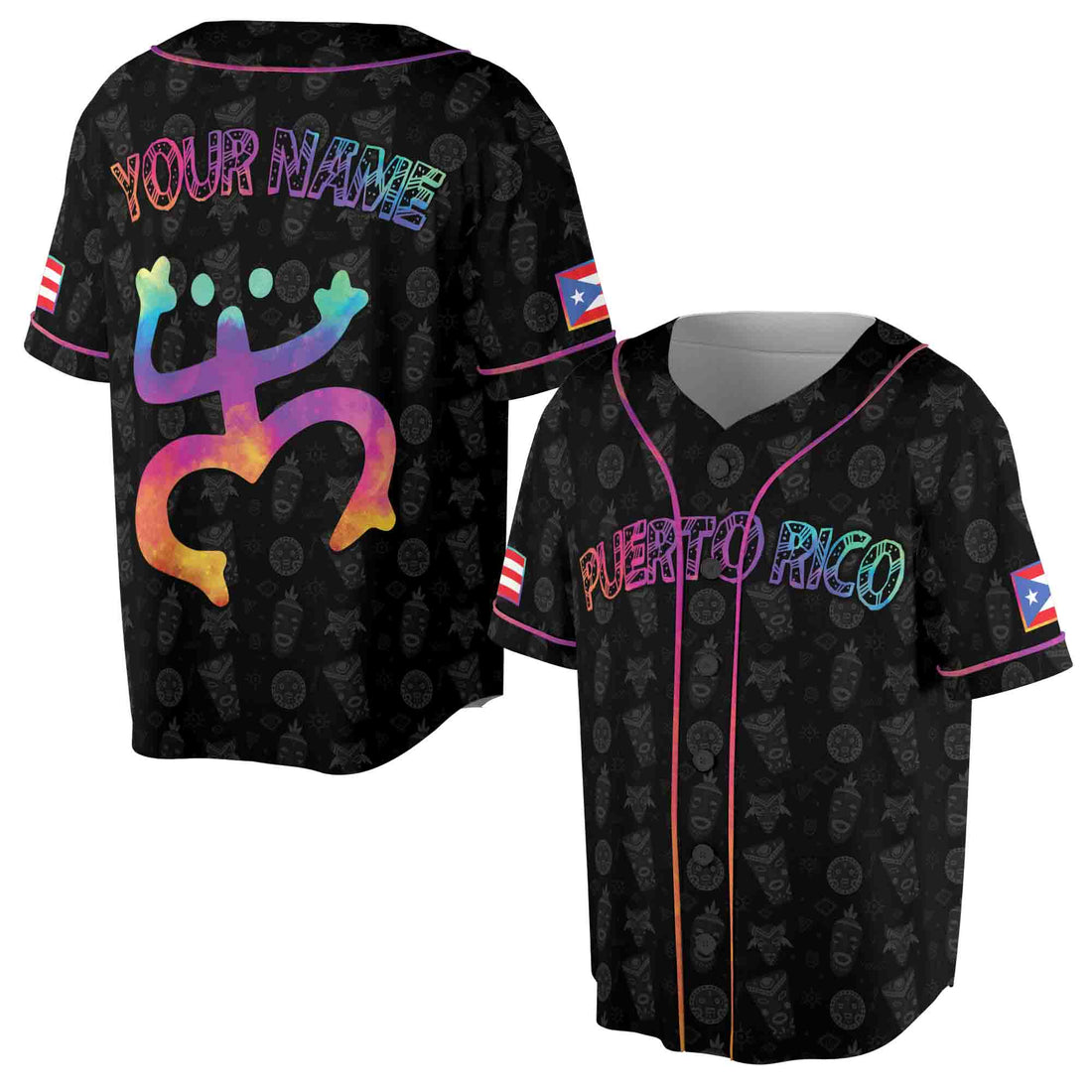 Customize Name Puerto Rico Puerto Rican Colorful Frog Flag Baseball Jersey S-5XL
