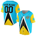 Personalized Name Number Saint Lucia Flag Coat of Arms Patriotic Baseball Jersey S-5XL
